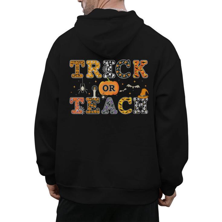 Trick Or Teach Funny School Teacher Halloween Costume Men's Hoodie Back Print