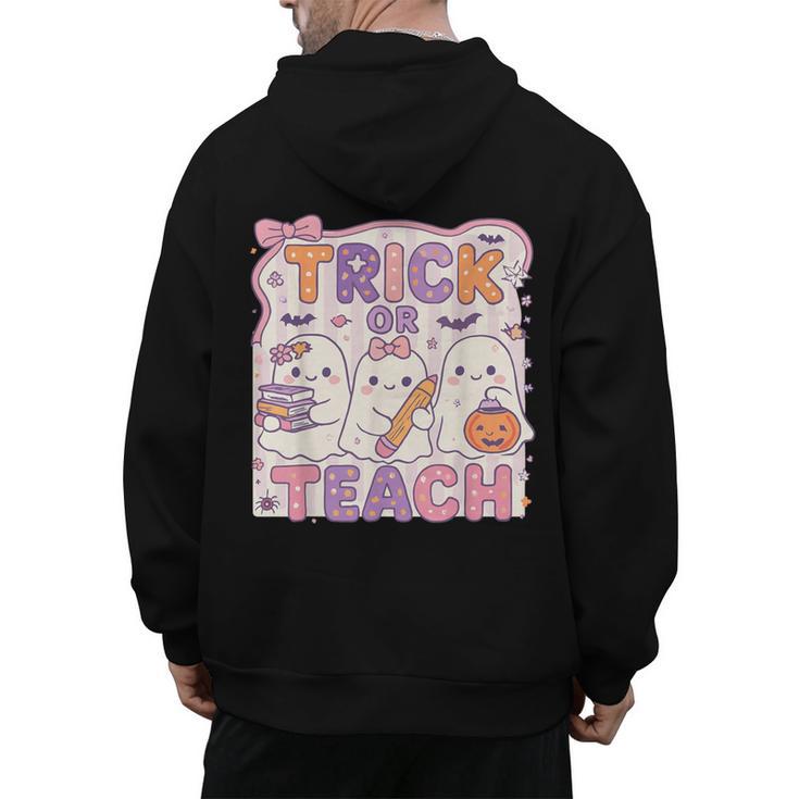 Trick Or Teach Retro Halloween Teacher Look Men's Hoodie Back Print