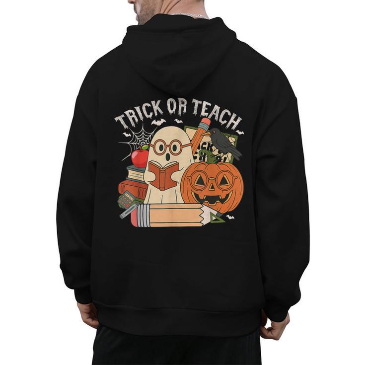Trick Or Teach Retro Halloween Teacher Women Men Costume Men's Hoodie Back Print
