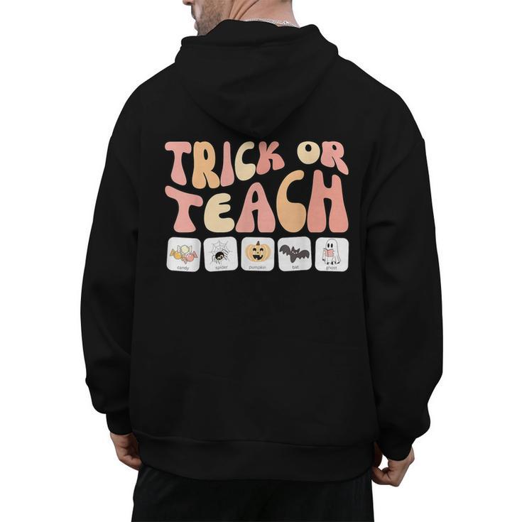 Trick Or Teach With Symbols Special Education Teacher Spooky Men's Hoodie Back Print