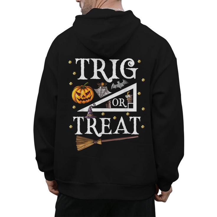 Trig Or Treat Shirt Halloween Math Teacher School College Men Women Kids Men's Hoodie Back Print