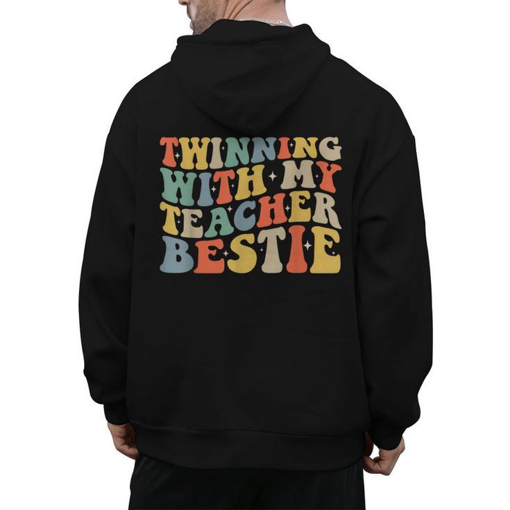Twin Day Friends Teacher Twinning With My Bestie Matching Men's Hoodie Back Print