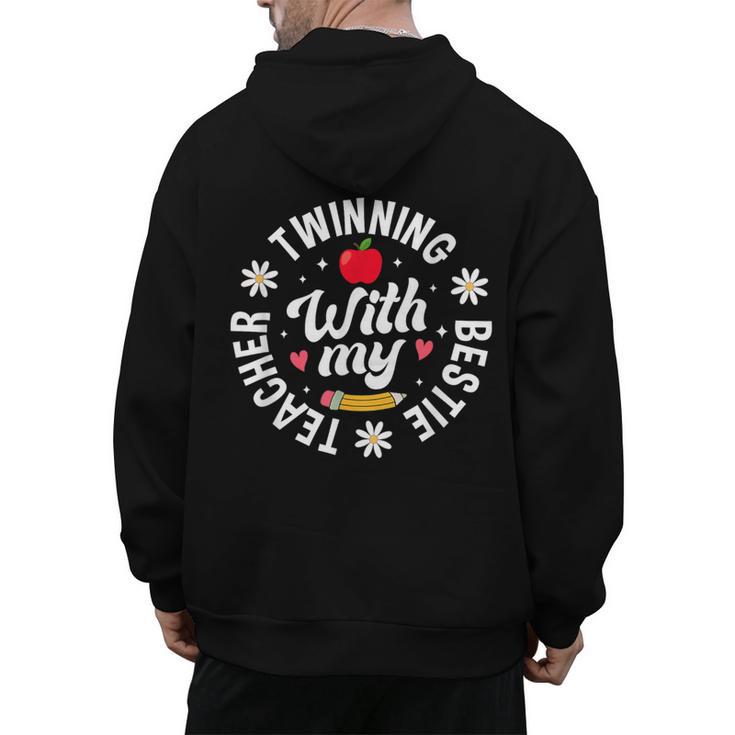 Twin Day Teacher Twinning With My Bestie Matching For Men Women Men's Hoodie Back Print