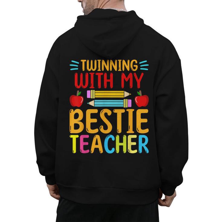 Twinning With My Bestie Teacher Boy Spirit Week Twin Day Men's Hoodie Back Print
