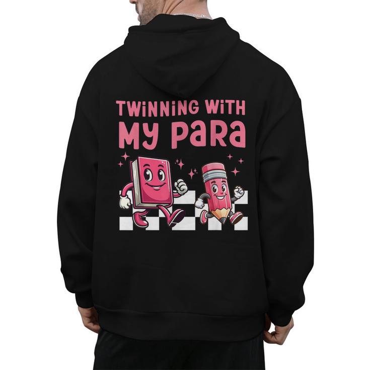 Twinning With My Para Teacher Matching Paraprofessional 70s For Men Women Men's Hoodie Back Print