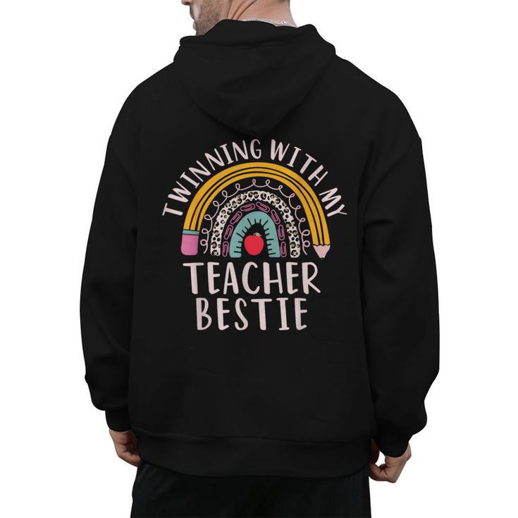Twinning With My Teacher Bestie Spirit Week Girls Day Kids Men's Hoodie Back Print
