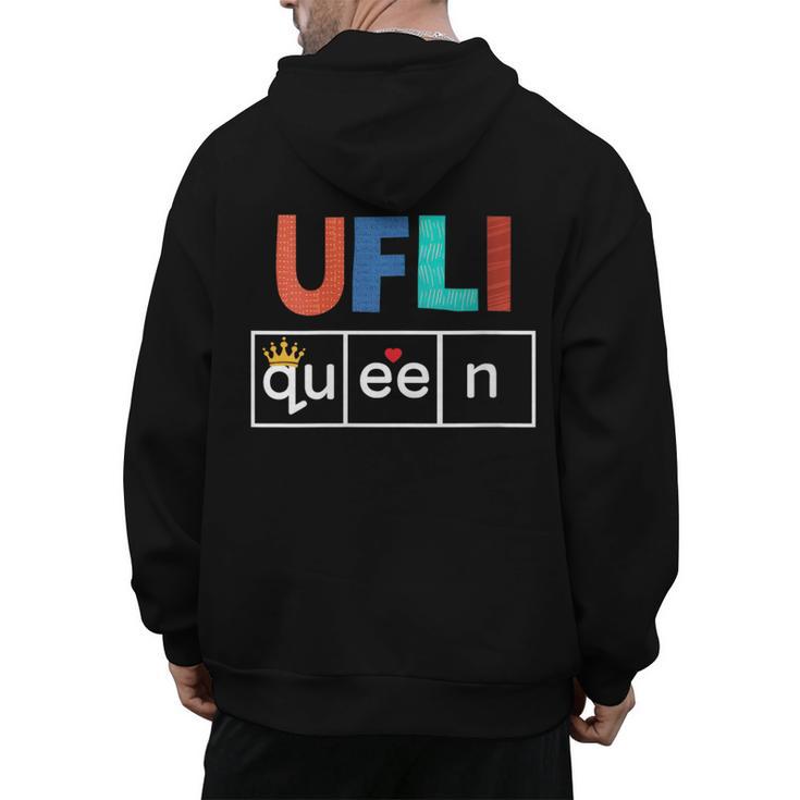UFLI Queen Science Of Reading Literacy Teacher Appreciation Men's Hoodie Back Print