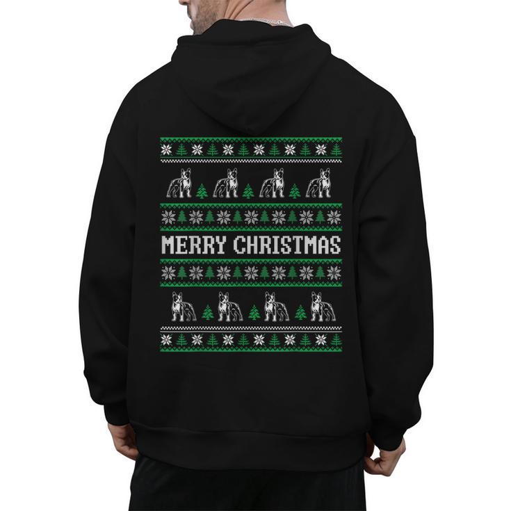 Ugly Sweater Boston Terrier Dog Christmas Dog Lover Xmas Men Women Kids Men's Hoodie Back Print
