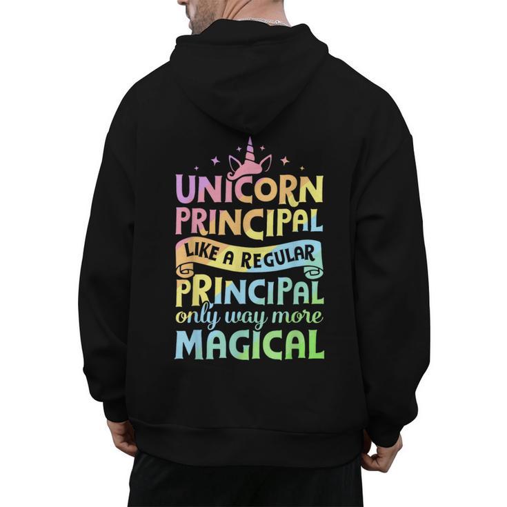 Unicorn Principal Back To School Teacher Appreciation Men's Hoodie Back Print