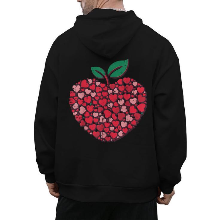 Valentines Day Teacher Hearts Apple Love Teach Women Men Men's Hoodie Back Print