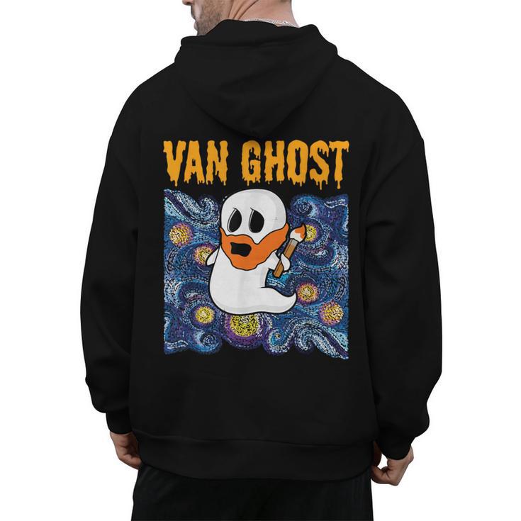 Van Ghost Art Teacher Halloween Van Gogh Starry Night Men's Hoodie Back Print