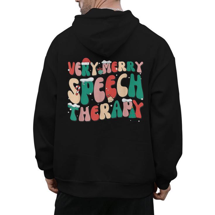 Verry Merry Speech Language Pathologist Teacher Christmas Men's Hoodie Back Print