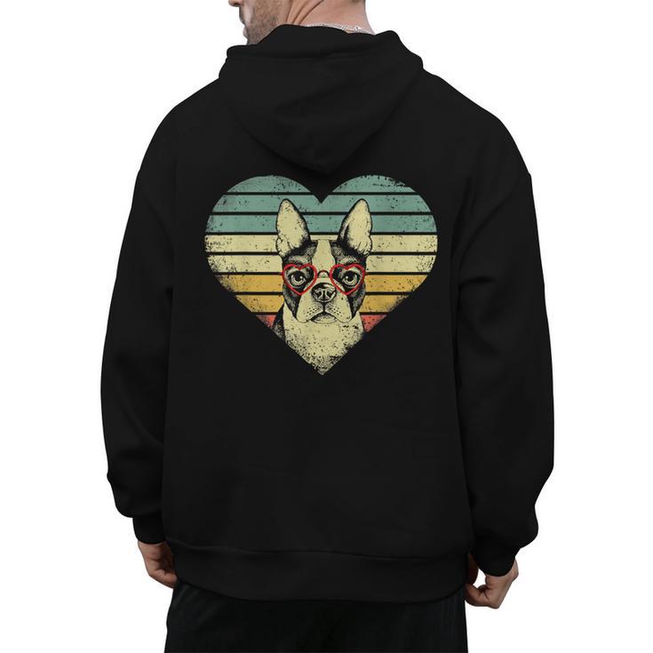 Vintage American Boston Terrier Lovers Valentine's Day Men's Hoodie Back Print