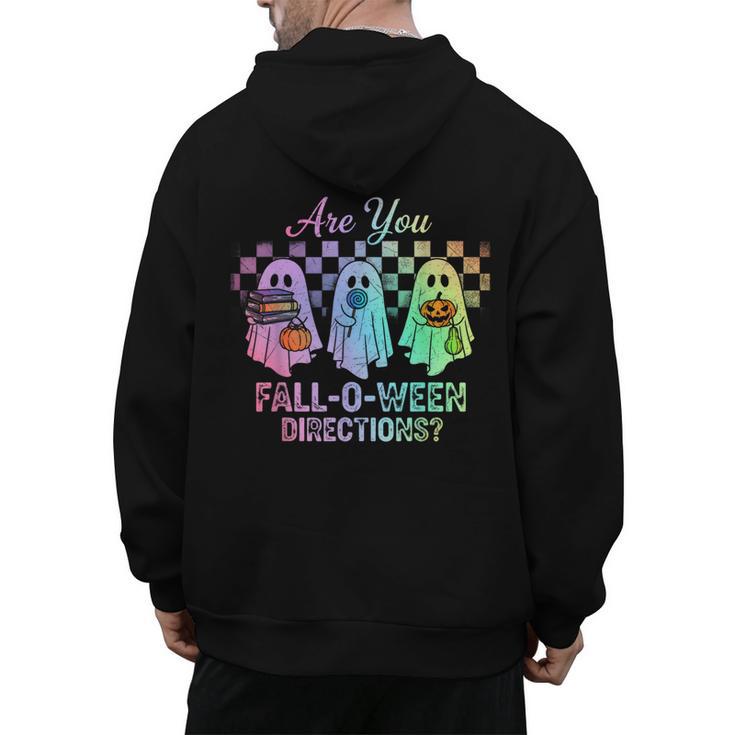 Vintage Are You Fall O Ween Directions Teacher Halloween Men's Hoodie Back Print
