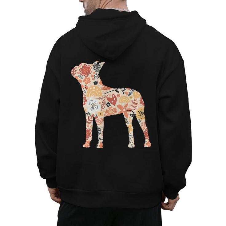 Vintage Floral Boston Terrier For Dog Lover Men's Hoodie Back Print