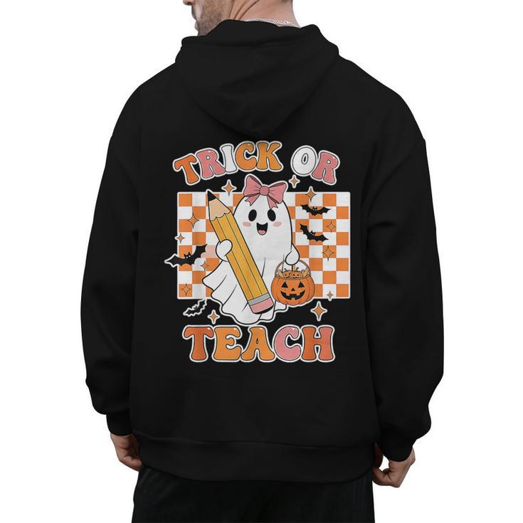 Vintage Teacher Shirt Women Trick Or Teach Halloween Men's Hoodie Back Print