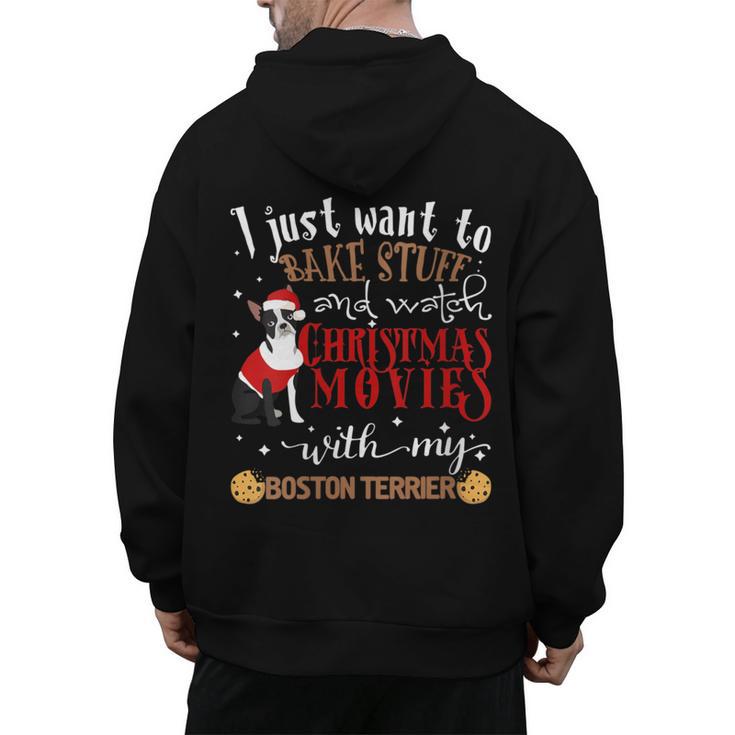 Watch Christmas Movies With My Boston Terrier Bostie Men's Hoodie Back Print