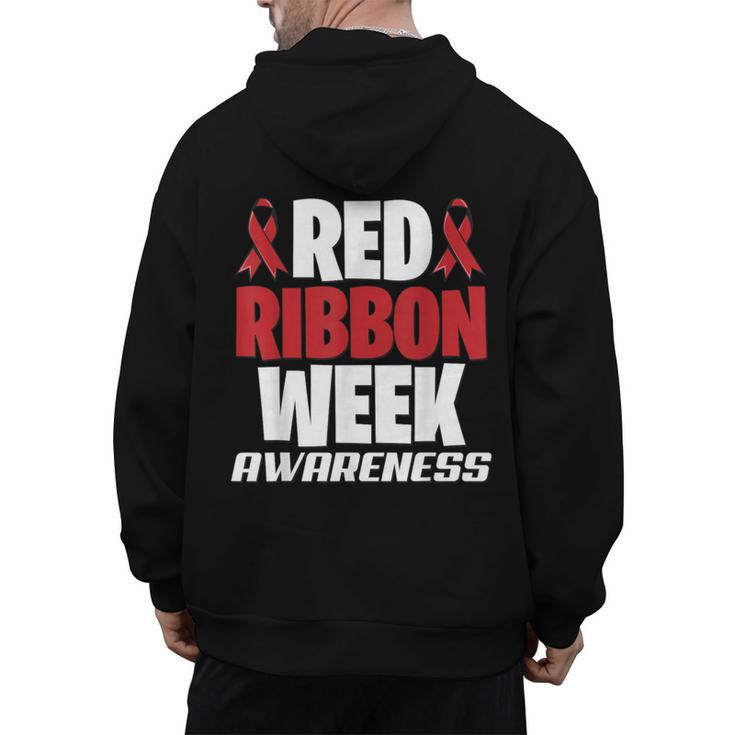 We Wear Red For Red Ribbon Week Awareness Mothers Teachers Men's Hoodie Back Print