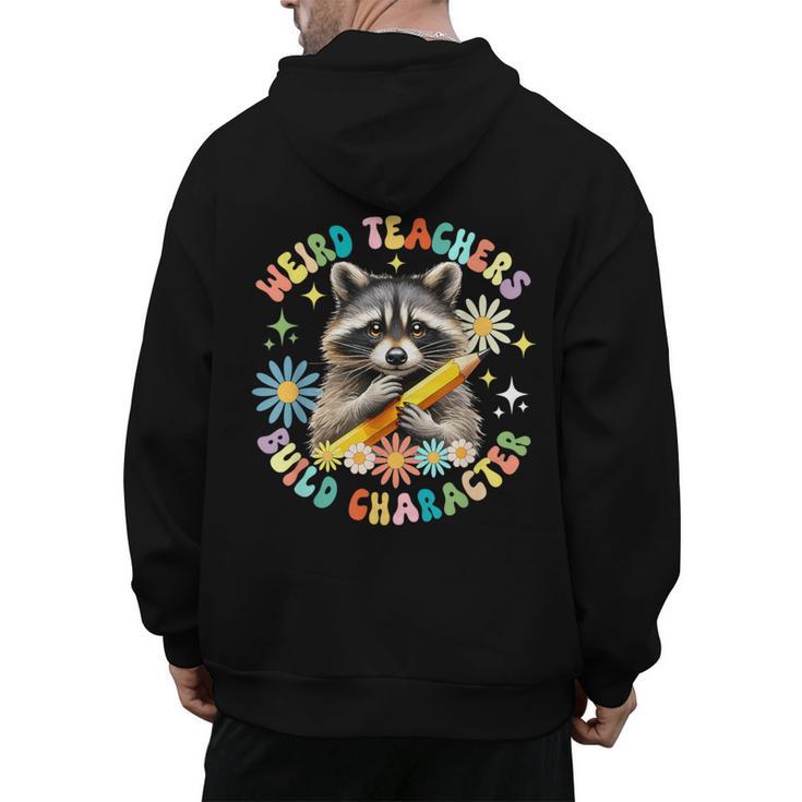 Weird Teachers Build Character Raccoon Colourful Floral Men's Hoodie Back Print