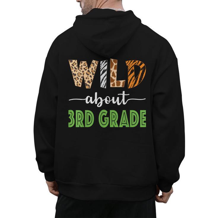 Wild About 3rd Grade Teacher Student Third Grade Zoo Safari Men Women Girls Kids Men's Hoodie Back Print