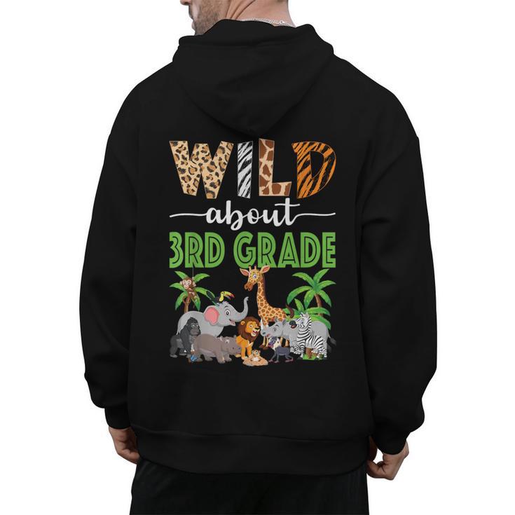 Wild About 3rd Grade Teacher Student Third Grade Zoo Safari Men's Hoodie Back Print