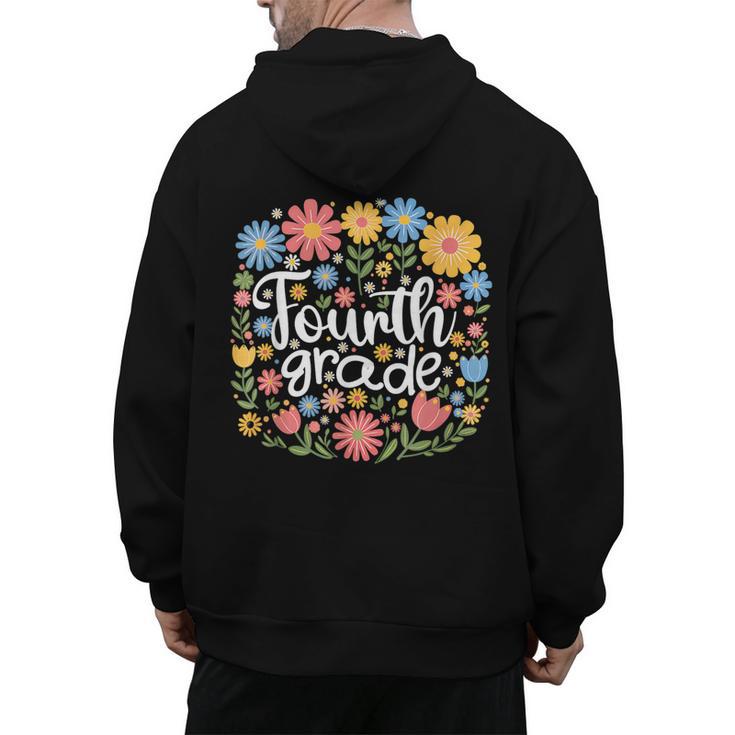 Wildflower 4th Fourth Grade Floral Back To School Teacher Men's Hoodie Back Print