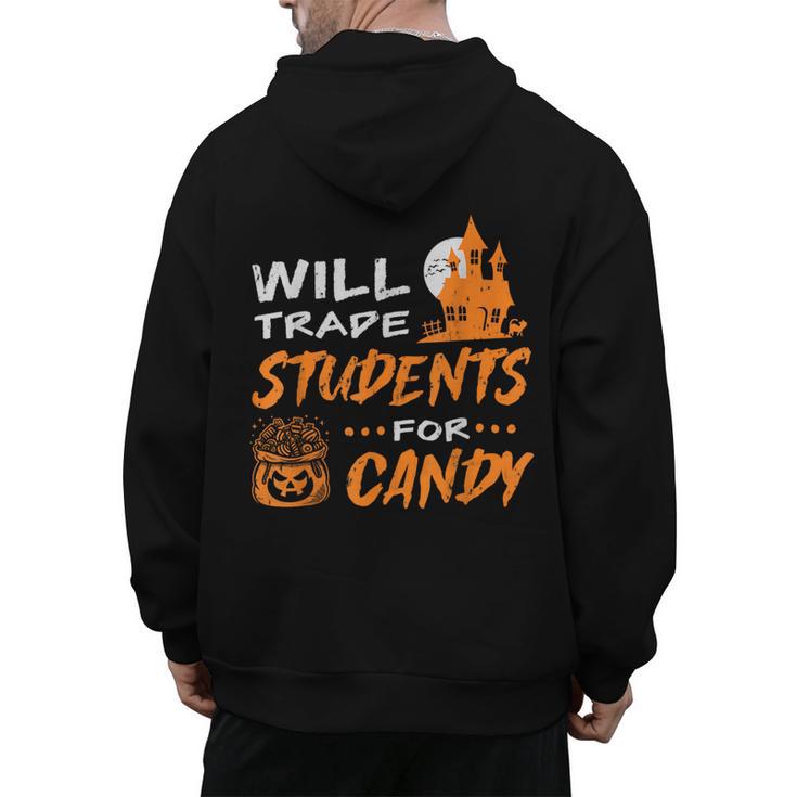 Will Trade Students For Candy Halloween Costume Teacher Men's Hoodie Back Print