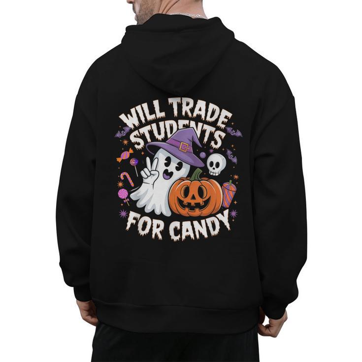 Will Trade Students For Candy Halloween Teacher Men's Hoodie Back Print