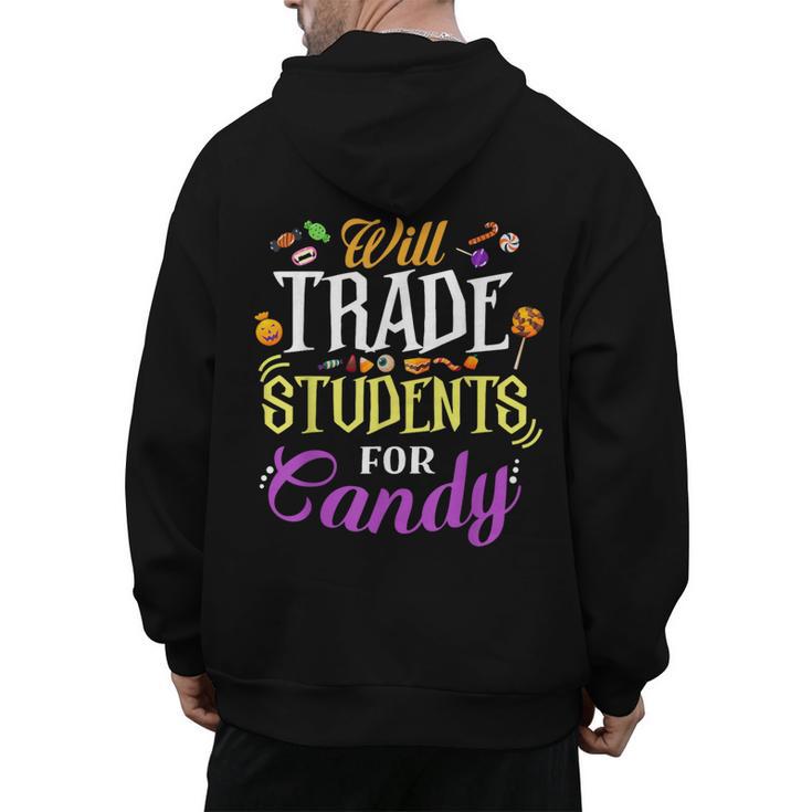 Will Trade Students For Candy Teacher Cute Halloween Costume Men's Hoodie Back Print