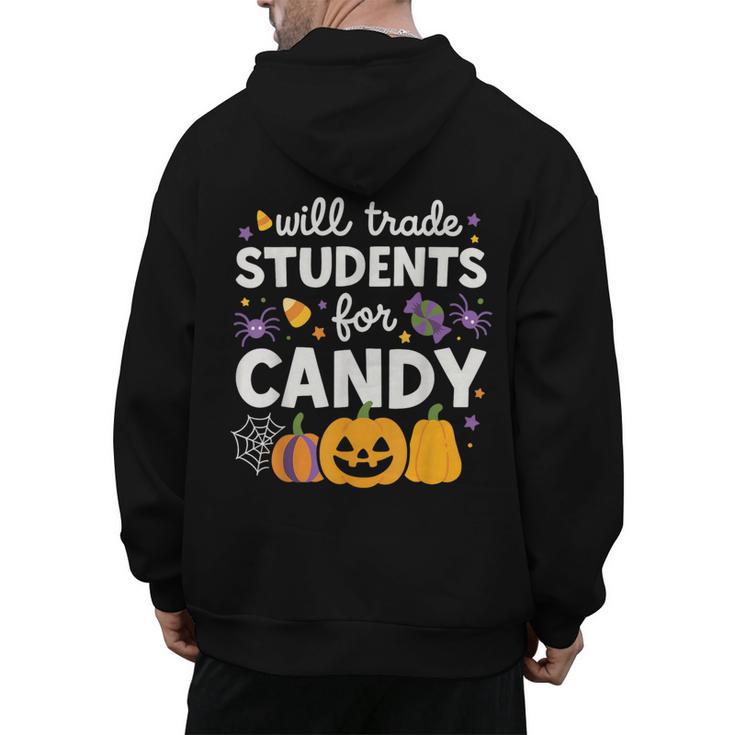 Will Trade Students For Candy Teacher Cute Halloween Men's Hoodie Back Print