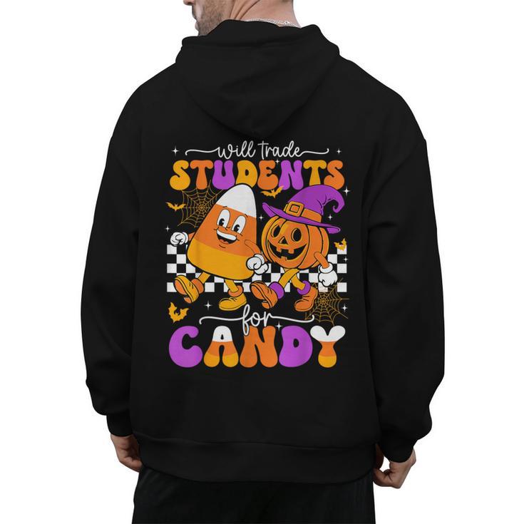 Will Trade Students For Candy Teacher Halloween Men's Hoodie Back Print