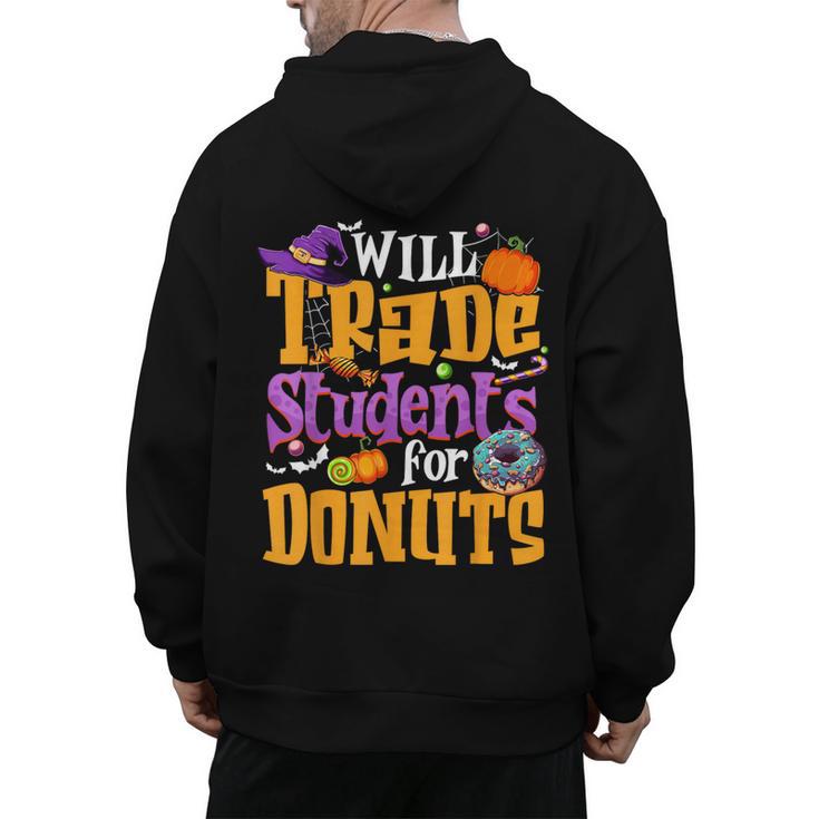Will Trade Students For Donuts Halloween Teacher Men's Hoodie Back Print