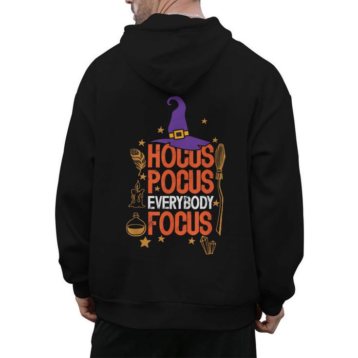 Witchy Halloween Hocus Pocus Everybody Focus Teacher Pumpkin Men's Hoodie Back Print