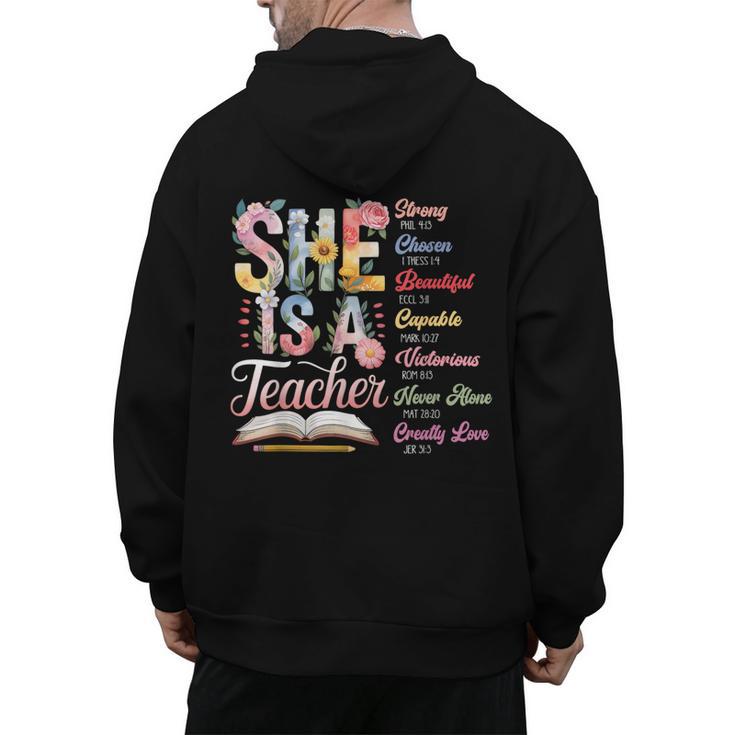 Women Bible Verse Christian Teacher God Says Back To School Men's Hoodie Back Print