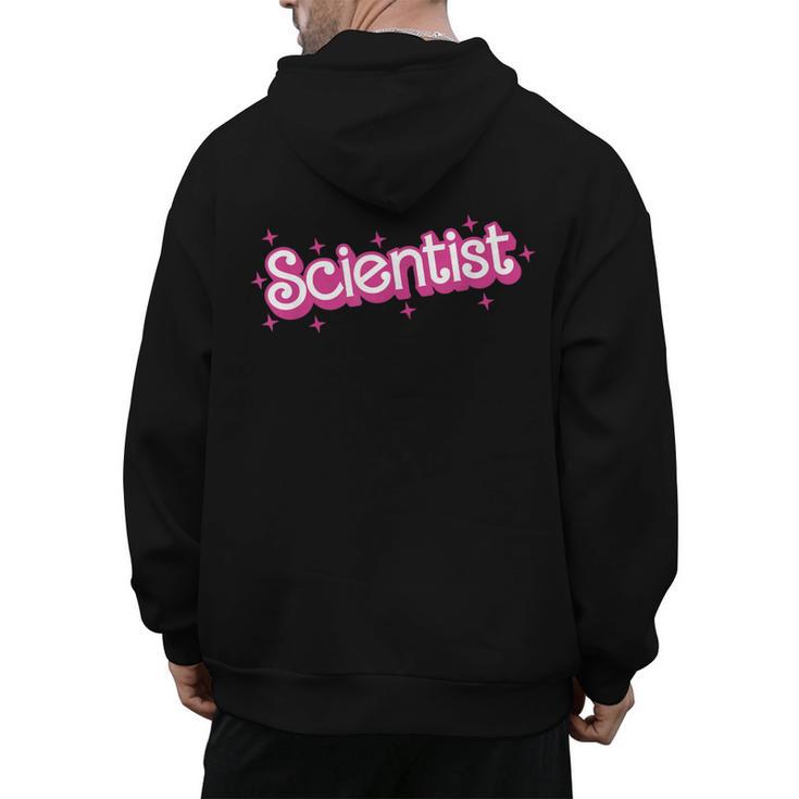 Women Retro Pink Scientist Science Teacher Back To School Men's Hoodie Back Print