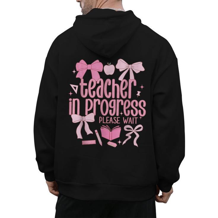 Women Teacher In Progress Coquette Pink Bow Future Teacher Men's Hoodie Back Print