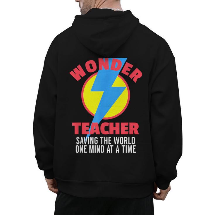Wonder Teacher Costume Shirt Teacher Halloween Costume Tee Men's Hoodie Back Print