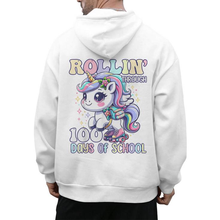 100 Days Of School Girls Teacher 100th Day Unicorn Outfit Men's Hoodie Back Print