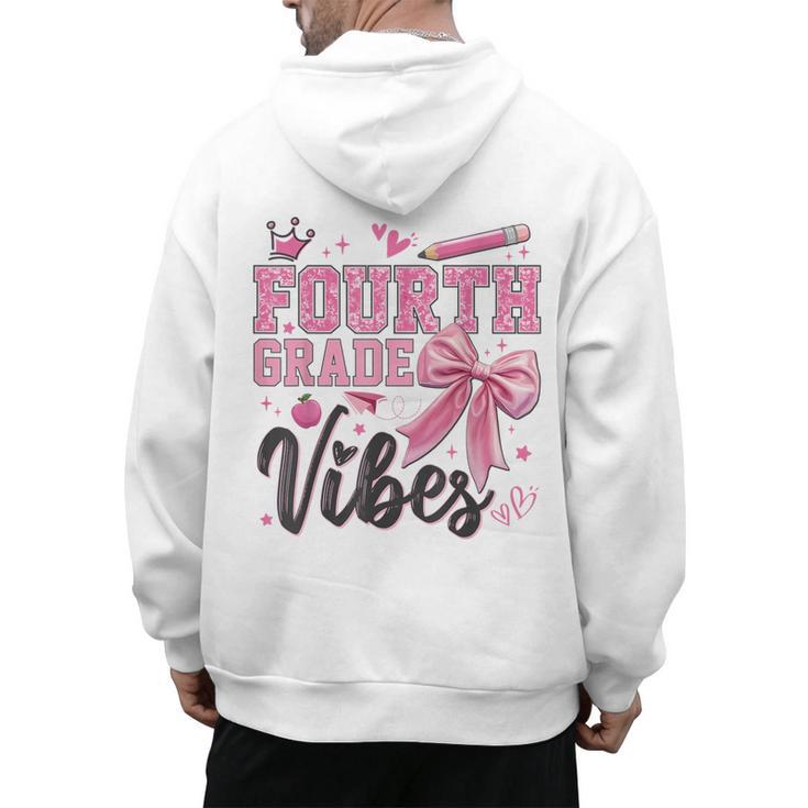 4th Fourth Grade Vibes Back To School Coquette Teacher Girl Men's Hoodie Back Print