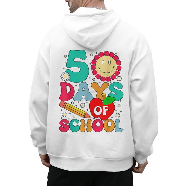50 Days Of School Teacher Happy 50th Day Of School Kids Men's Hoodie Back Print