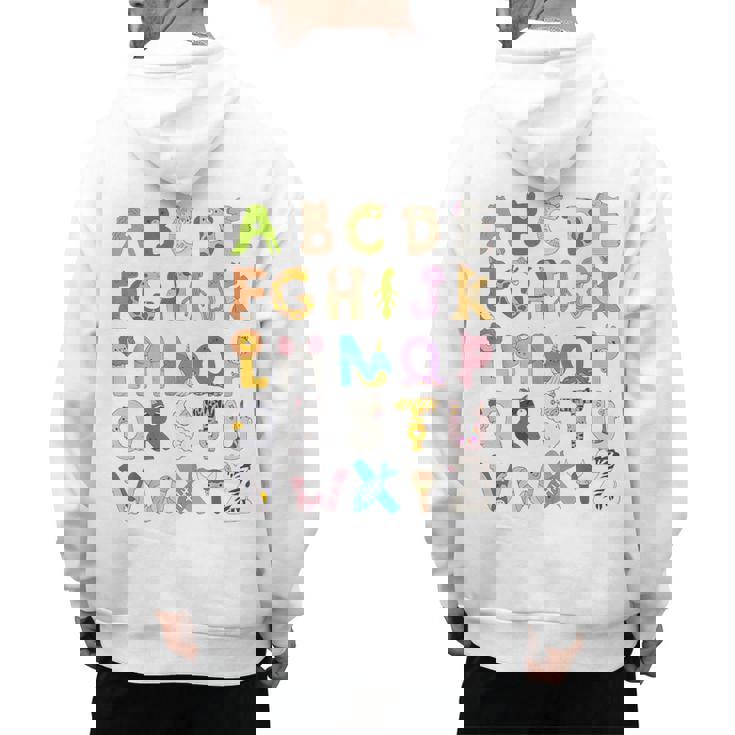 ABC Animals Alphabet Graphic Boys Girls Kindergarten Teacher Men&#x27;s Hoodie Back Print