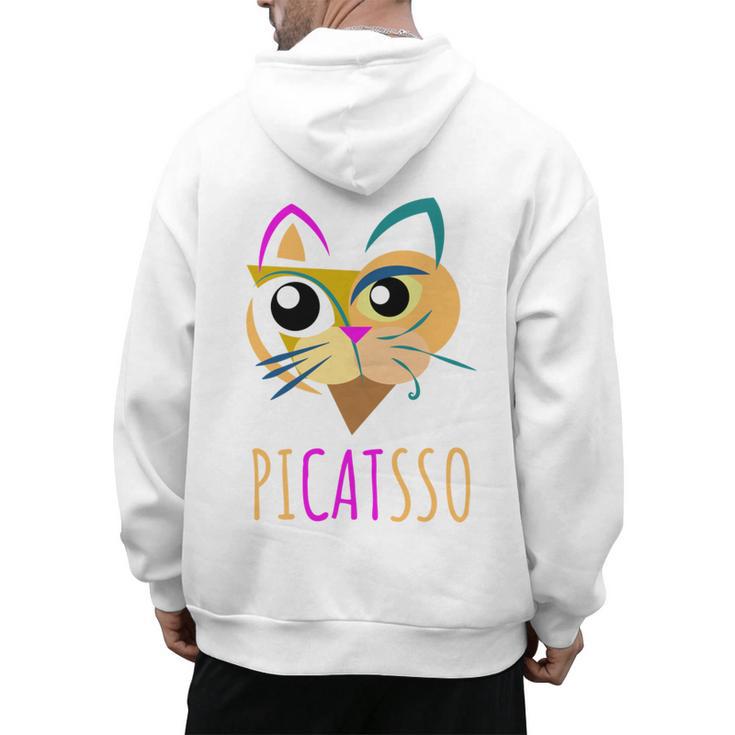 Abstract Cat Art Picatsso Shirt For Art Teachers Men's Hoodie Back Print