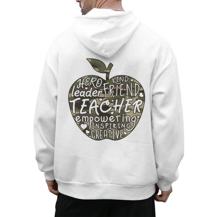 Apple Camoflauge Clothing Camo Student Teacher Cute School Men's Hoodie Back Print
