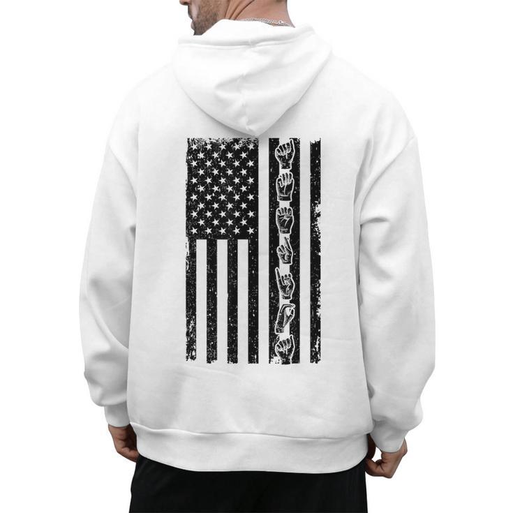 ASL Flag Sign Language Deaf ASL Teacher  For Men Women Men's Hoodie Back Print