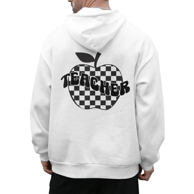 Back To School Checkered Apple Teacher Checkerboard Teacher For Men Women Girls Kids Men's Hoodie Back Print