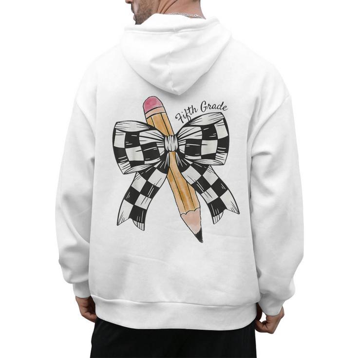 Back To School Hello Fifth Grade Teacher Coquette Pencil Bow Men's Hoodie Back Print