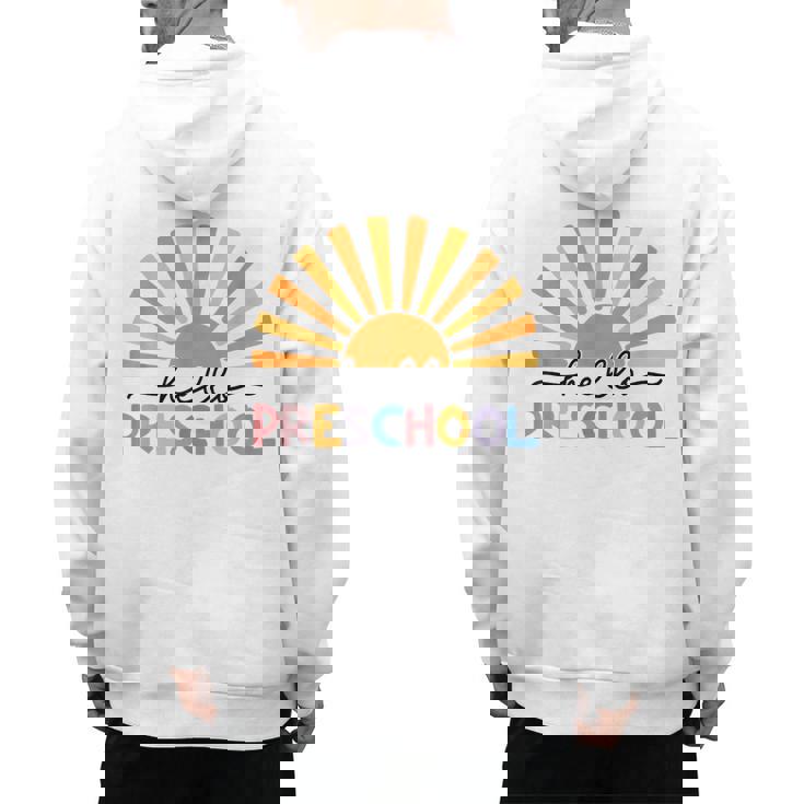 Back To School Hello Preschool For Kids Teacher Women Men&#x27;s Hoodie Back Print