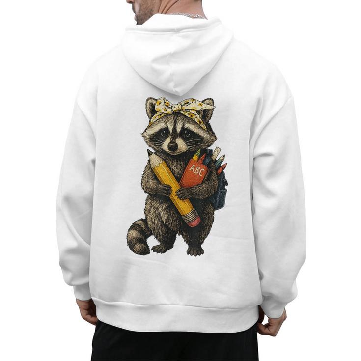 Back To School Raccoon Teachers Student Kids Men's Hoodie Back Print