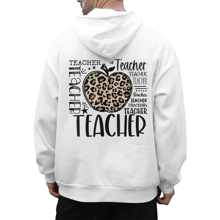 Back To School Teacher Life Apple Leopard Teacher Women Men's Hoodie Back Print