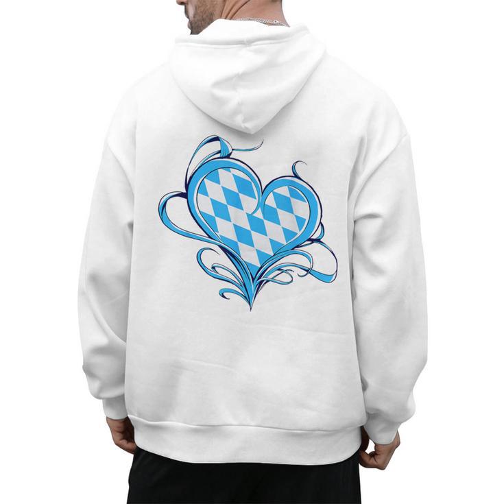 Bavarian Flag As Heart Blue Diamond Bavaria Men's Hoodie Back Print